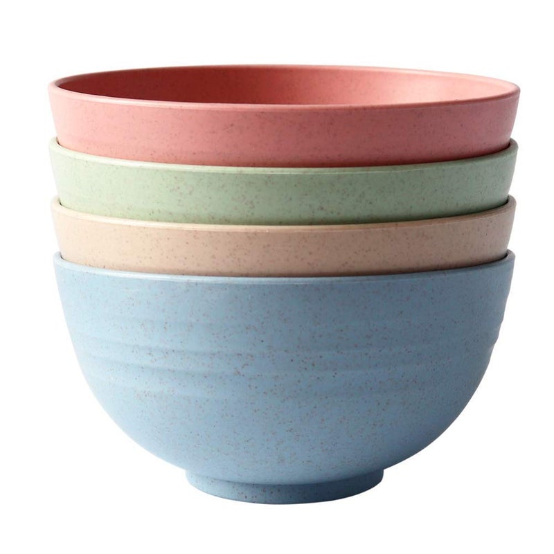 greenandlife Lightweight & Unbreakable Wheat Straw Bowl - Noodle Fruit Soup Bowl Rice Bowls Dishwasher Microwave Safe Cereal Bowl sets 4pcs - Image 1
